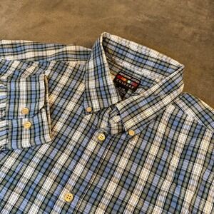 Alexander Julian Colours Button Up Shirt Mens Extra Large Blue Plaid Cotton